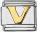 Gold soldered letter - V - 9mm Italian charm